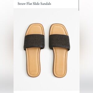 Abercrombie & Fitch Straw Flat Slide Sandals